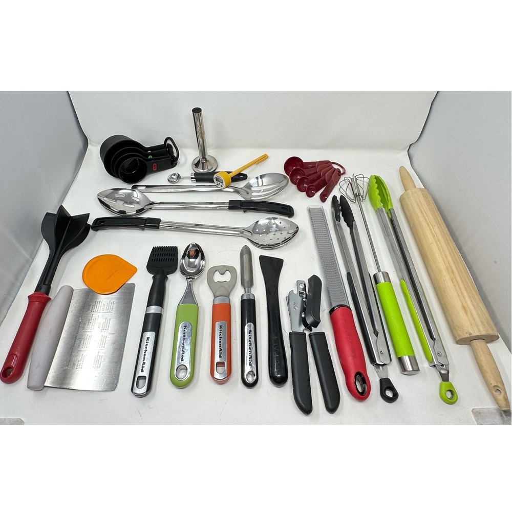 22 Pc Kitchen Utensil Lot KitchenAid Microplane OXO Cooking Tools Baking Gadgets
